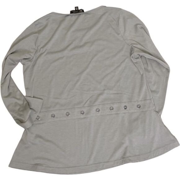 DG2 Diane Gilman Clothing Top Abstract w/ grommet midriff XS EUC - Picture 2 of 7